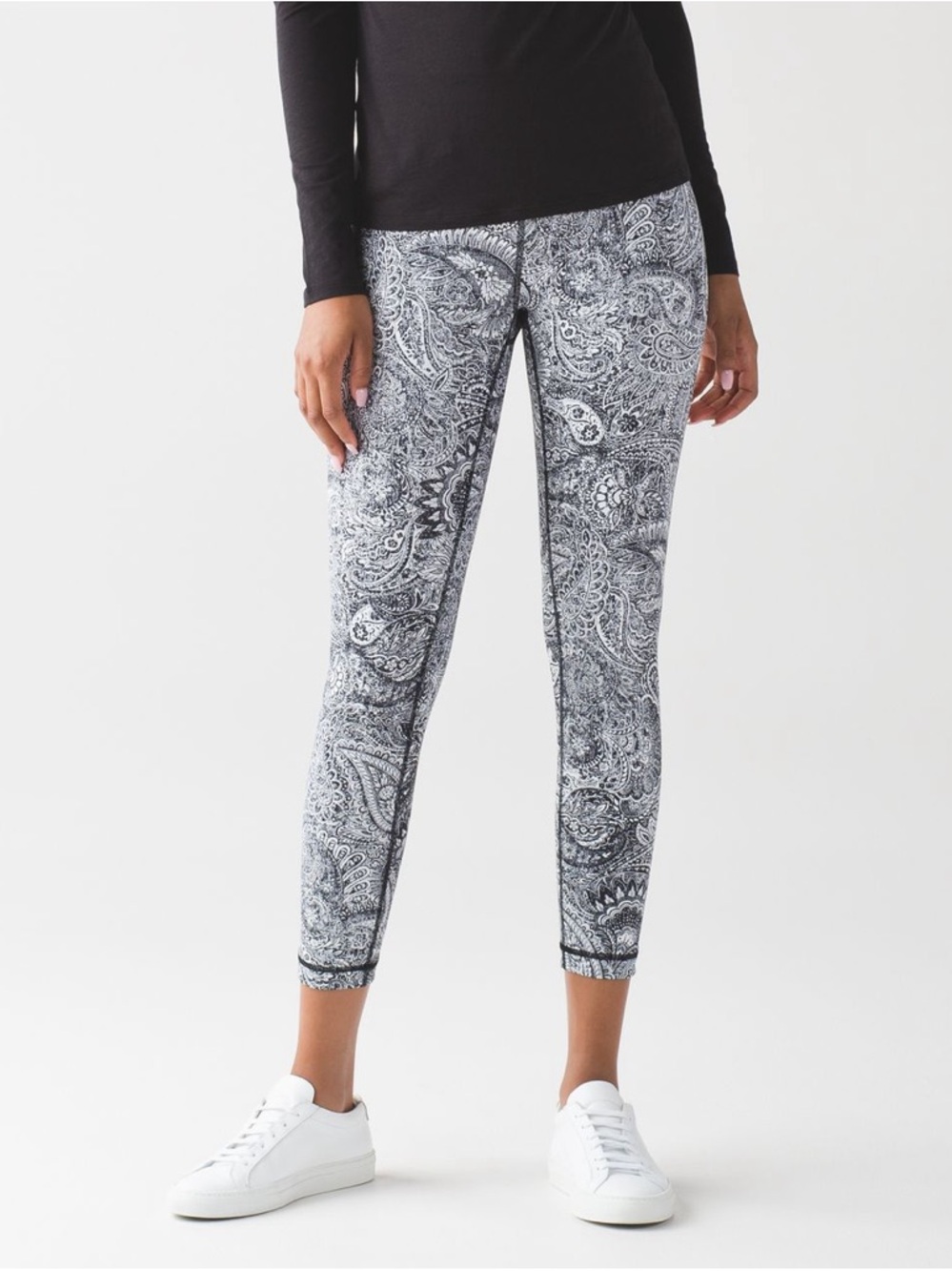 Lululemon High Times Pant - Antique Paisley White Black High Waisted Leggings